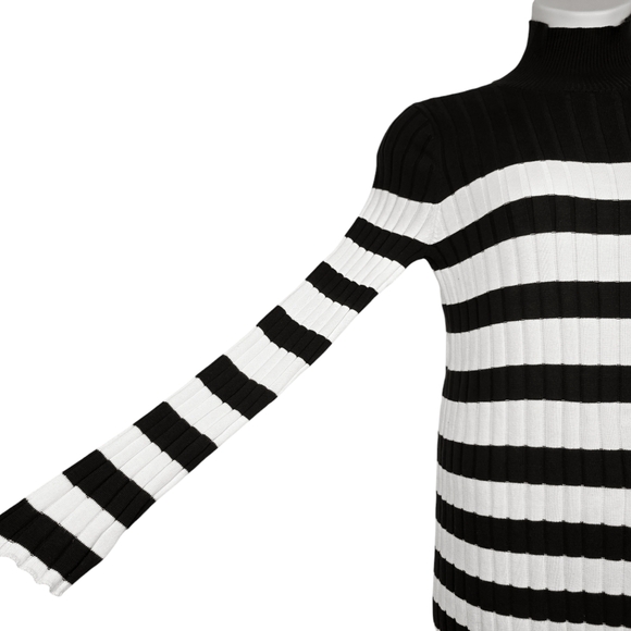 Eloquii Womens Black Ivory Mock Neck Stripe Sweater Midi Dress Size 18/20 NWT - Picture 4 of 8